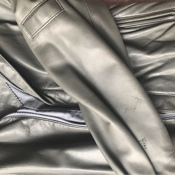 Pierre Cardin grey leather jacket womens M mens S - Picture 8 of 9